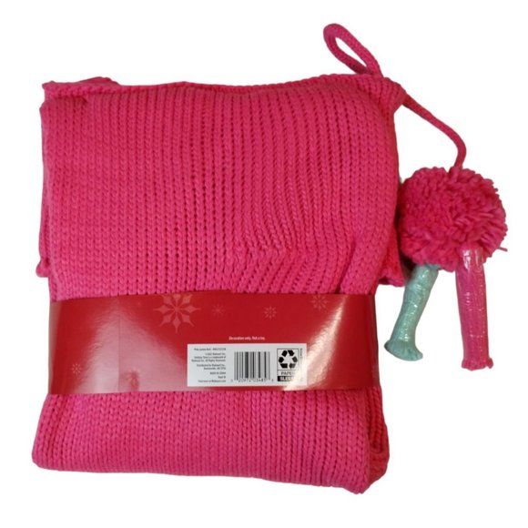 Holiday Time Pink Knit 36 in Jumbo Christmas Stocking New - Picture 4 of 4